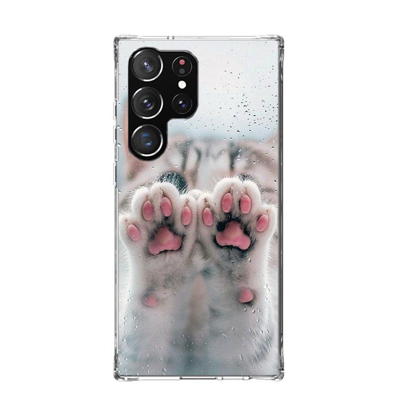 Pink Cat Hand Paw Phone Case For Samsung Galaxy S26 S25 Edge S24 S23 FE S22 Ultra S21 Plus S20 + Fundas Cover Coque Galaxy S25 S