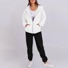 Dames Trainingspak Set Met Capuchon Lange Mouwen Effen Kleur Rits Elastische Taille Losse Mode