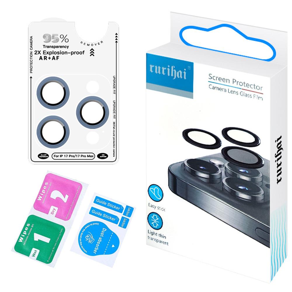 For iPhone 17 Pro Camera Lens Protector Tempered Glass Metal Ring Lens Film