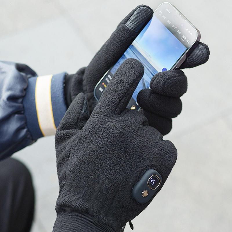 Electric Heated Gloves Rapid Heating Motorcycle Gloves with Digital Display Washable Windproof Touchscreen Gloves