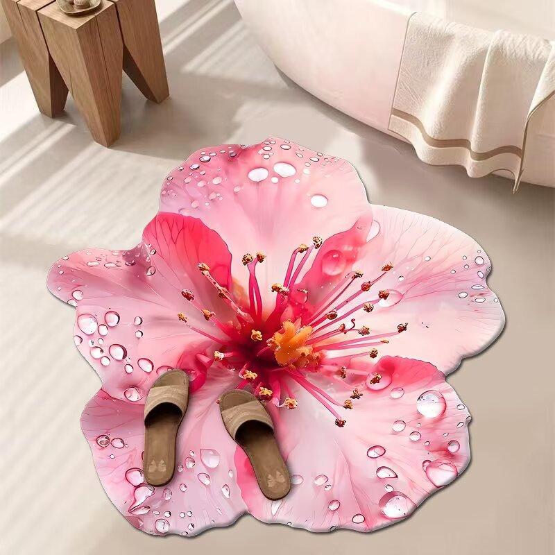

3D Цветочный Ковер Ванная Комната Впитывающий Бытовой Противоскользящий Грязеотталкивающий Легкий в Уходе Коврик для Ног 60X60 CM
