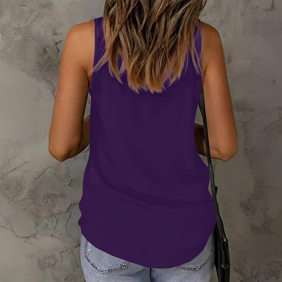 Women Vest Soft Breathable Fabric Sleeveless V-Neck Tops Loose Fit Pure Color Mesh Splicing Casual Tops Summer Work Party Wear