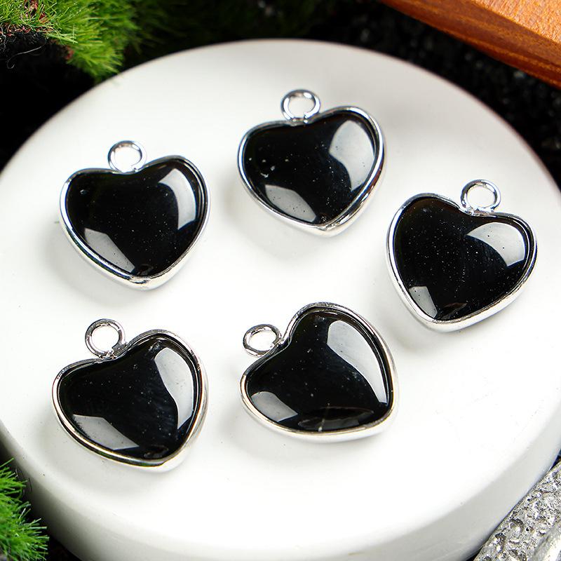 Heart-Shaped 15x19mm Natural Amethyst Agate Jade Bezel Pendant for DIY Jewelry Making