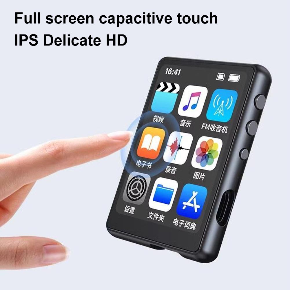 MP4 Player with Speaker Full Touch Screen Music Player Bluetooth-Compatible HiFi MP3 Walkman Support FM Radio Recording E-Book