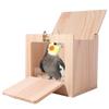 Wooden Bird Breeding Nest Wall Mount Parrot Wood House Practical Parrot Breeding Box  for Bird Cage