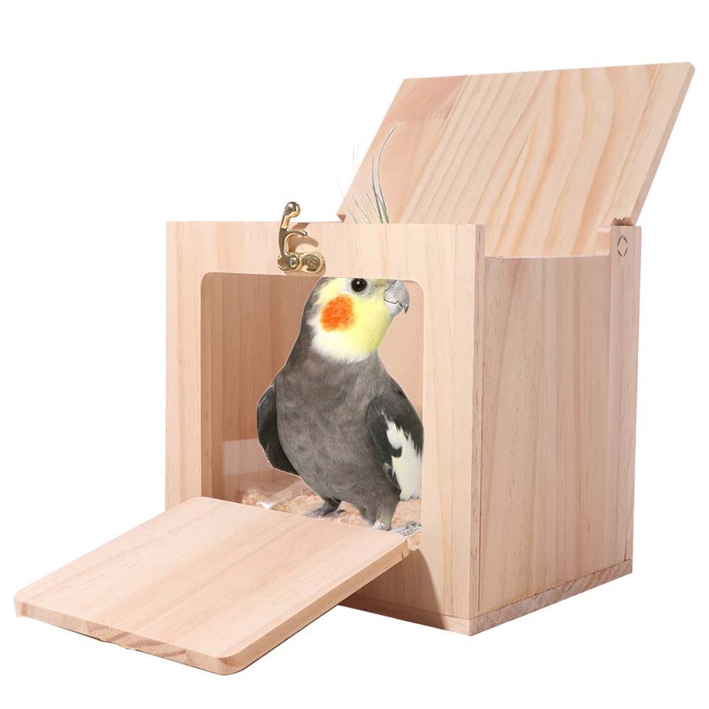 Wooden Bird Breeding Nest Wall Mount Parrot Wood House Practical Parrot Breeding Box  for Bird Cage