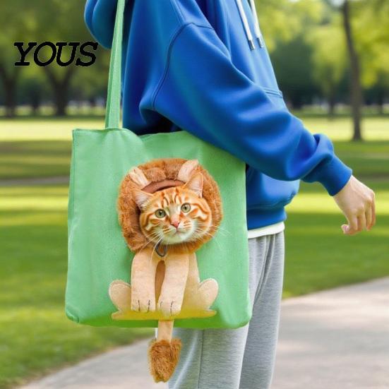 Small Dog Travel Tote with Window Canvas Cat Carrier Bag, Pet Drawstring Window, Safety Bag Anti Escape Buckle Buckle, Foldable Shoulder for Dogs And