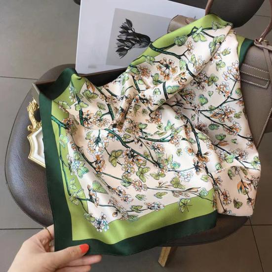 70x70CM Čtvercový šátek z umělého hedvábí Jaro Léto Prodyšný Dámský Šátek na hlavu Nákrčník Ochrana před sluncem Falešný saténový šátek do vlasů