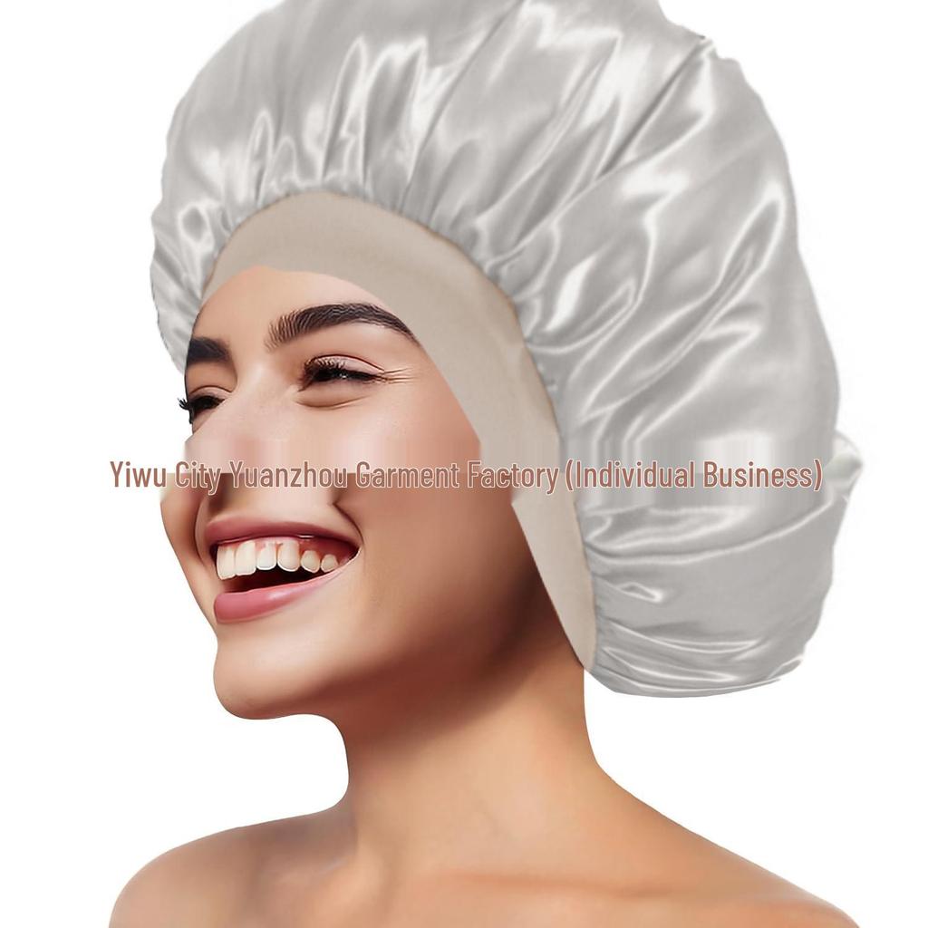 Women's Wide Brim Satin Sleep Cap – High Elasticity Hair Care Beauty Hat