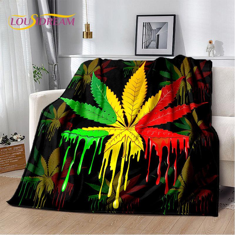 Bob Marley Reggae Music Jamaican Maple Leaf Plush Blanket,Flannel Blanket Throw Blanket for Living Room Bedroom Bed Sofa Picnic