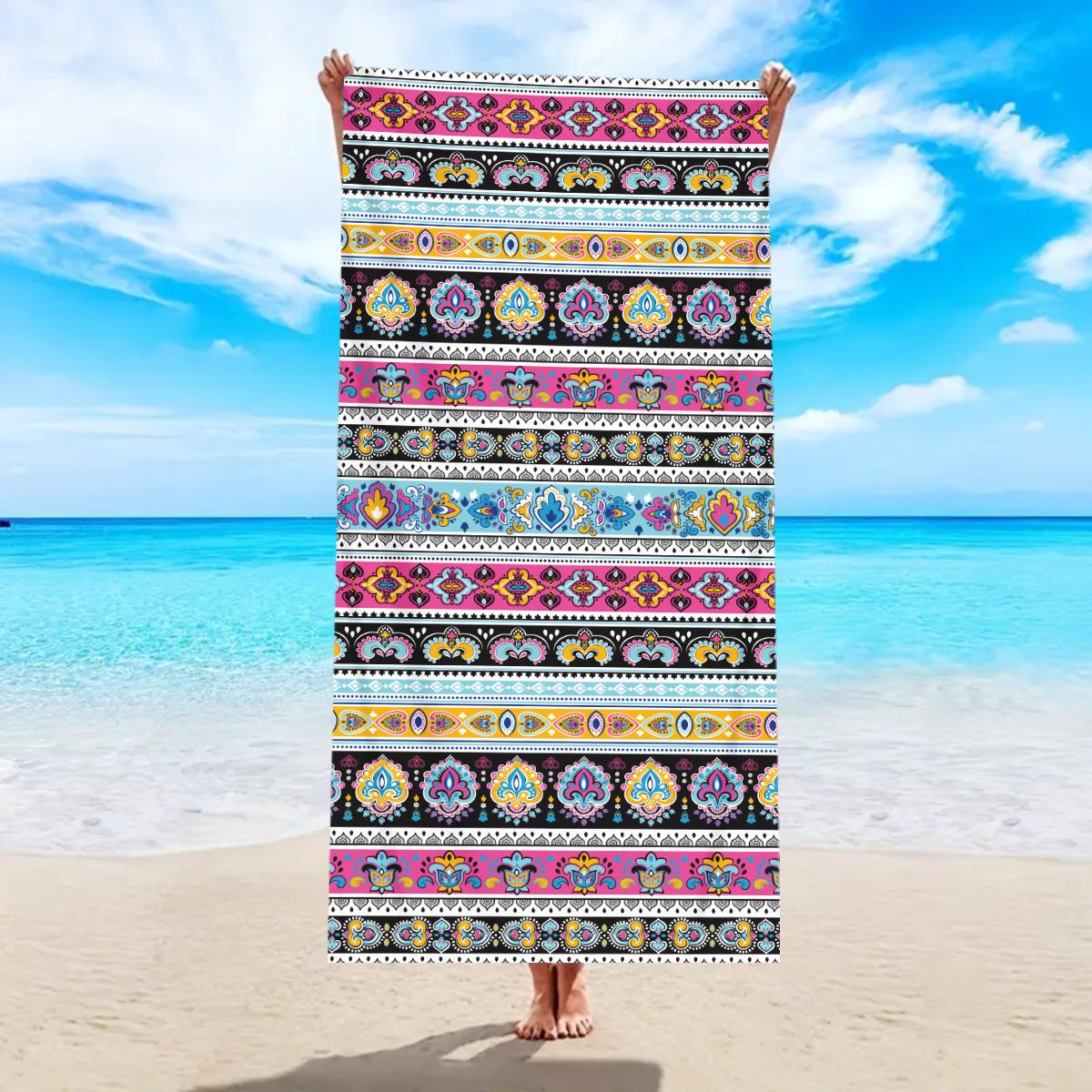 1pc Bohemian beach towel, ultra-fine fiber quick drying beach towel, multifunctional beach towel for beach swimming and vacation W30*H60(CM)
