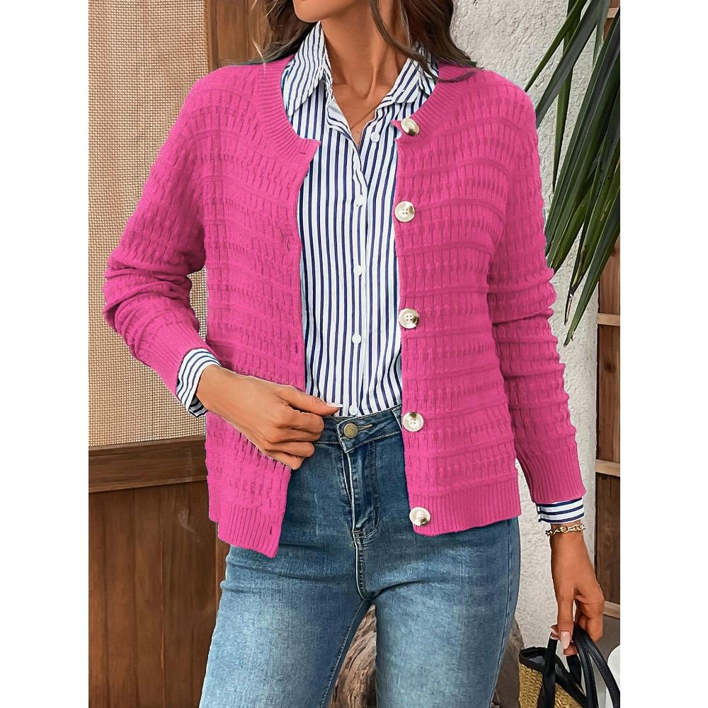 Autumn Solid Color Commuting Knitted Cardigan Jacket Casual Women’s Sweaters