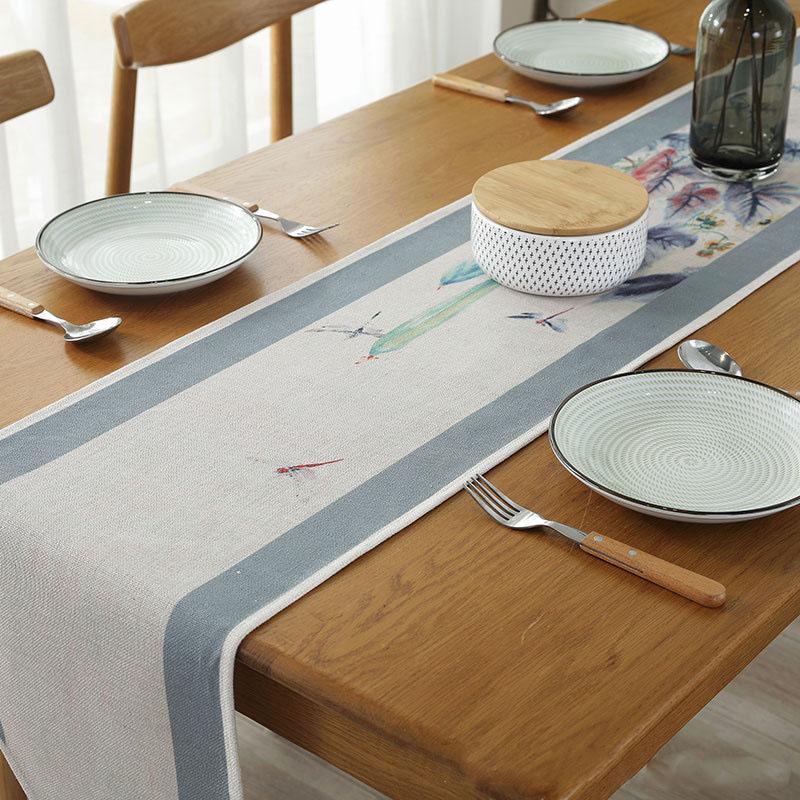 Nordic Style Living Room TV Cabinet Cover Towel Small Fresh Printed Pattern Table Runner New Linen Home Decoration Table Runner