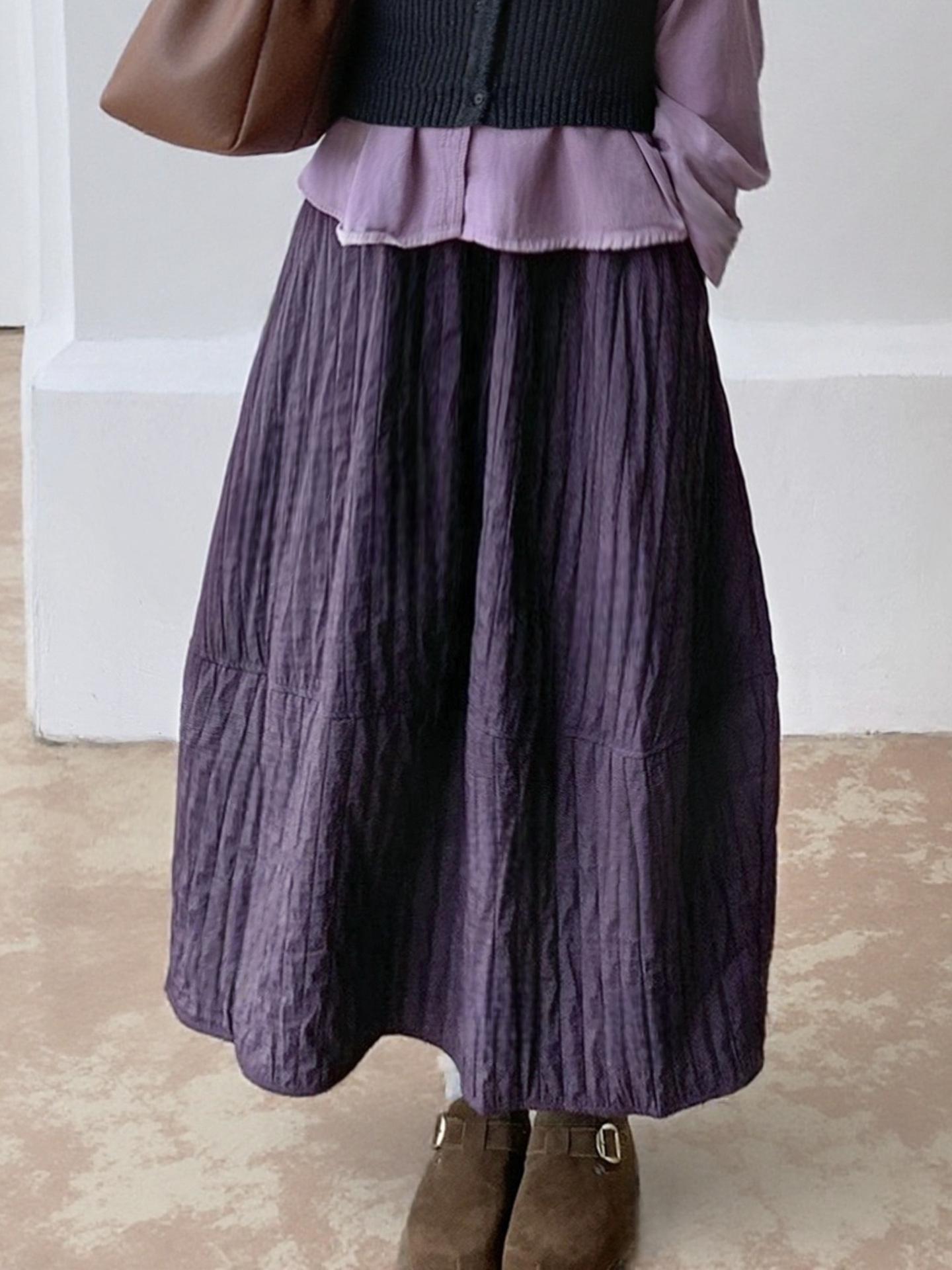 Cozy High-Waisted Cocoon Umbrella Skirt - Women s Autumn/Winter 2025 Collection One Size