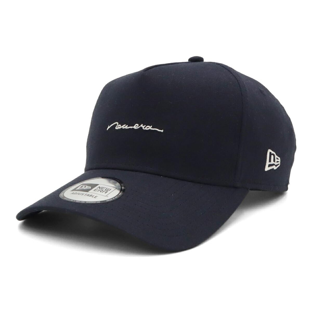 

New Era 9FORTY Cap in Dark Navy with Flax Cotton and Handwritten Exclusive to This unisex hat features a long visor and easy snaps for summer sun