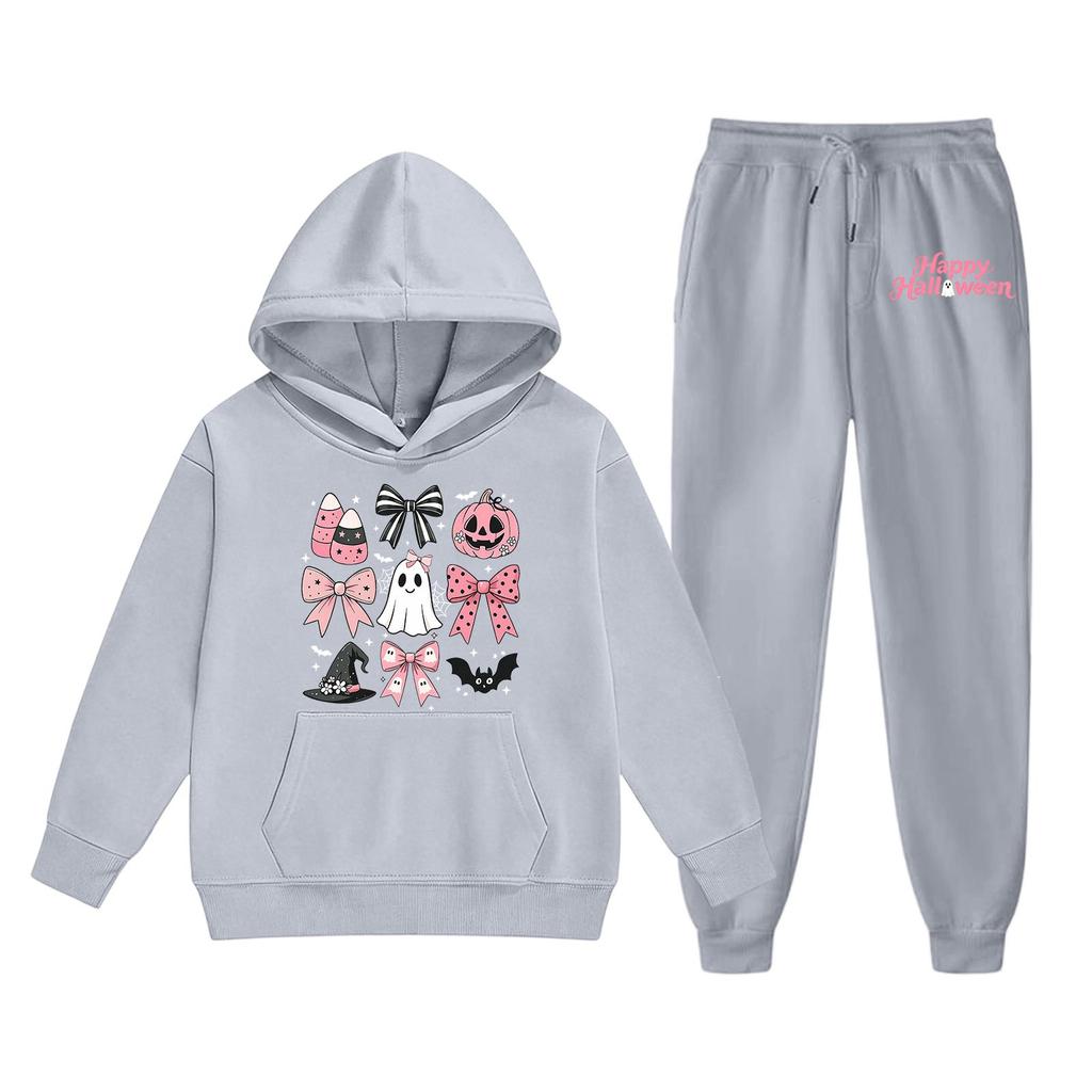 Kids Halloween Hoodie Set Long Sleeve Pullover Sweatshirt with Hood and Matching Pants Soft Comfortable Outfit for Children
