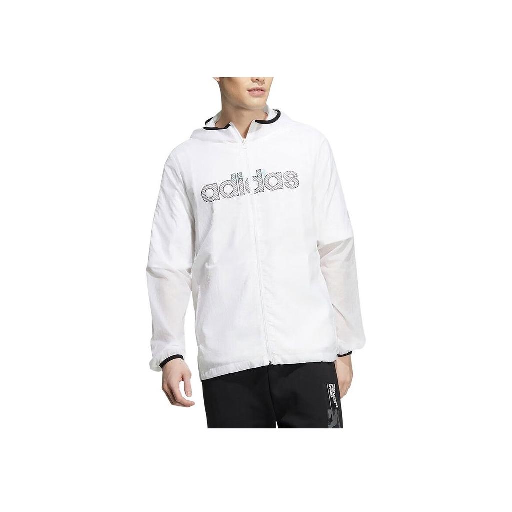 Adidas Neo Letter Logo Printed Zip-Up Hoodie Men Jackets White HD4683