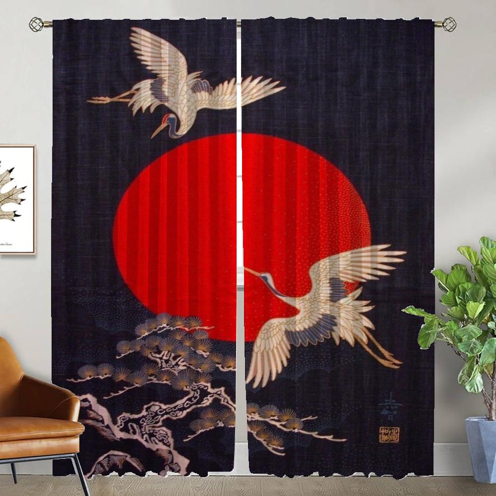 Wave Sun Curtains Child Room Partition Shades Home Interior Curtains 2 Pieces Halloween Decoration Curtain for Room 2 Panel