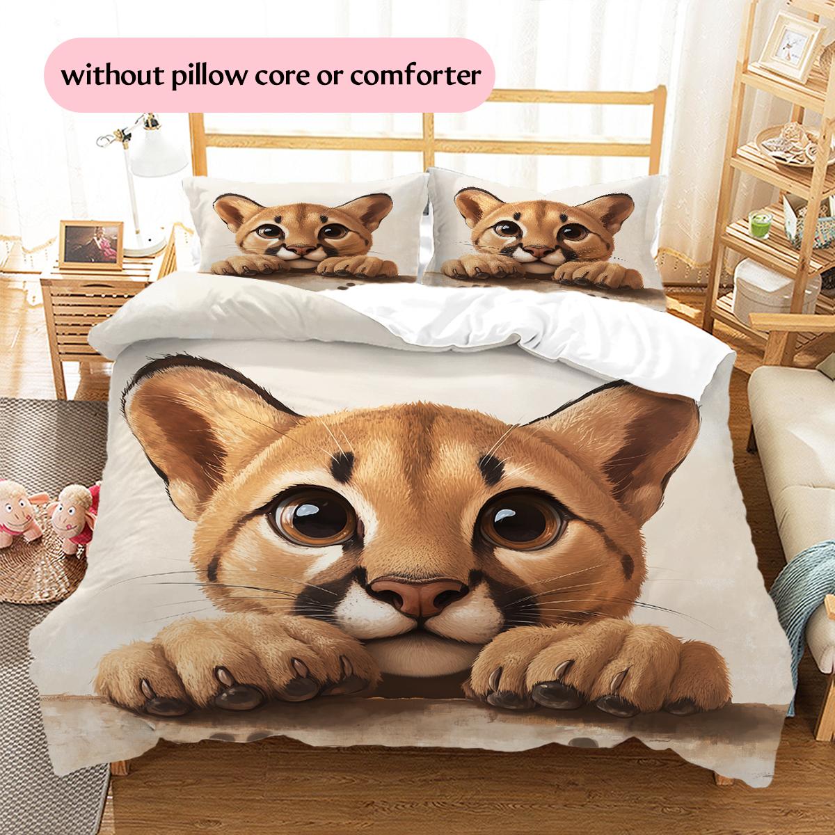 

Cougar Pattern Bedding Home Decoration Birthday Gift (1 * duvet cover + 2 * pillowcase, without core) 140x200cm