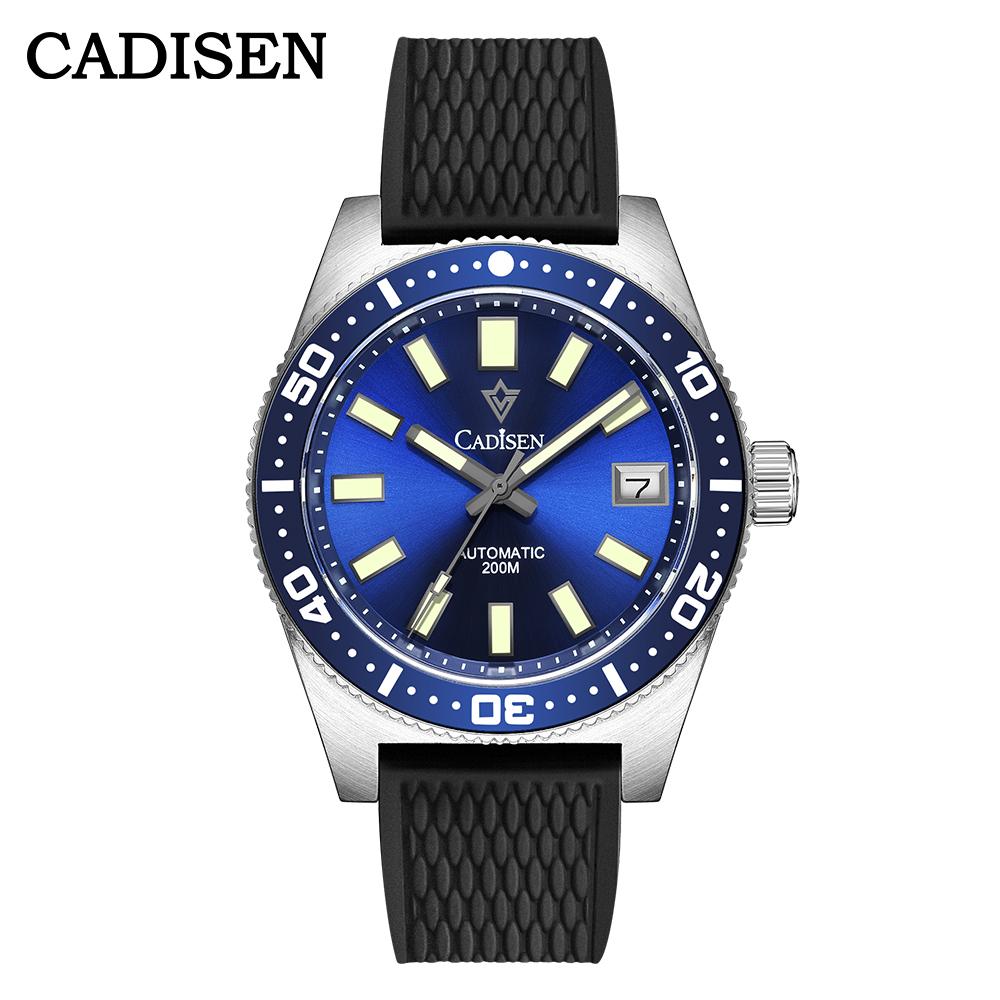 CADISEN New 38mm Diver Mens Watch Japan 8215 Automatic Mechanical Sapphire Glass Date Luminous 100M Waterproof Wrist Watch Men
