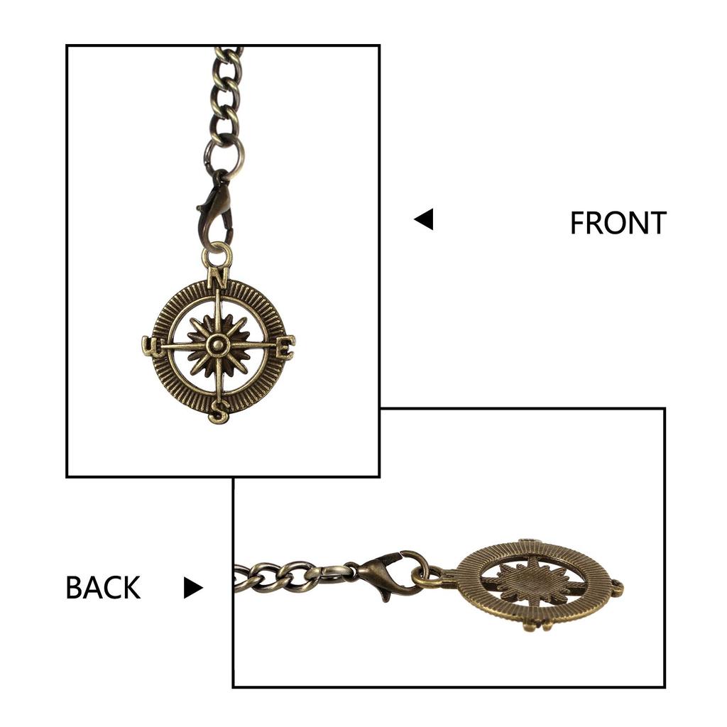TREEWETO Zakhorlogeketting Albertketting met 2 Haken en Kompas Hanger Heren