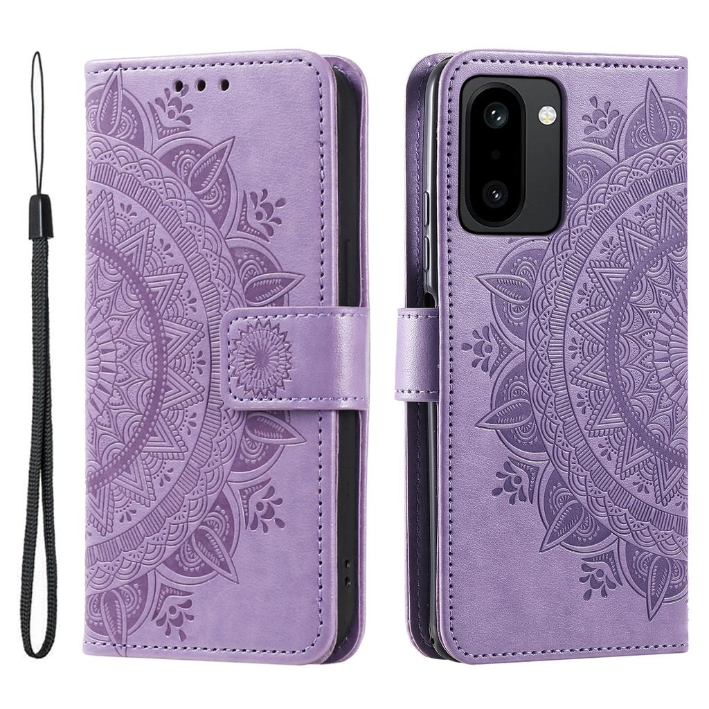 For OnePlus 15R 5G Stand Case Imprinted Totem PU Leather Wallet Phone Cover with Wrist Strap