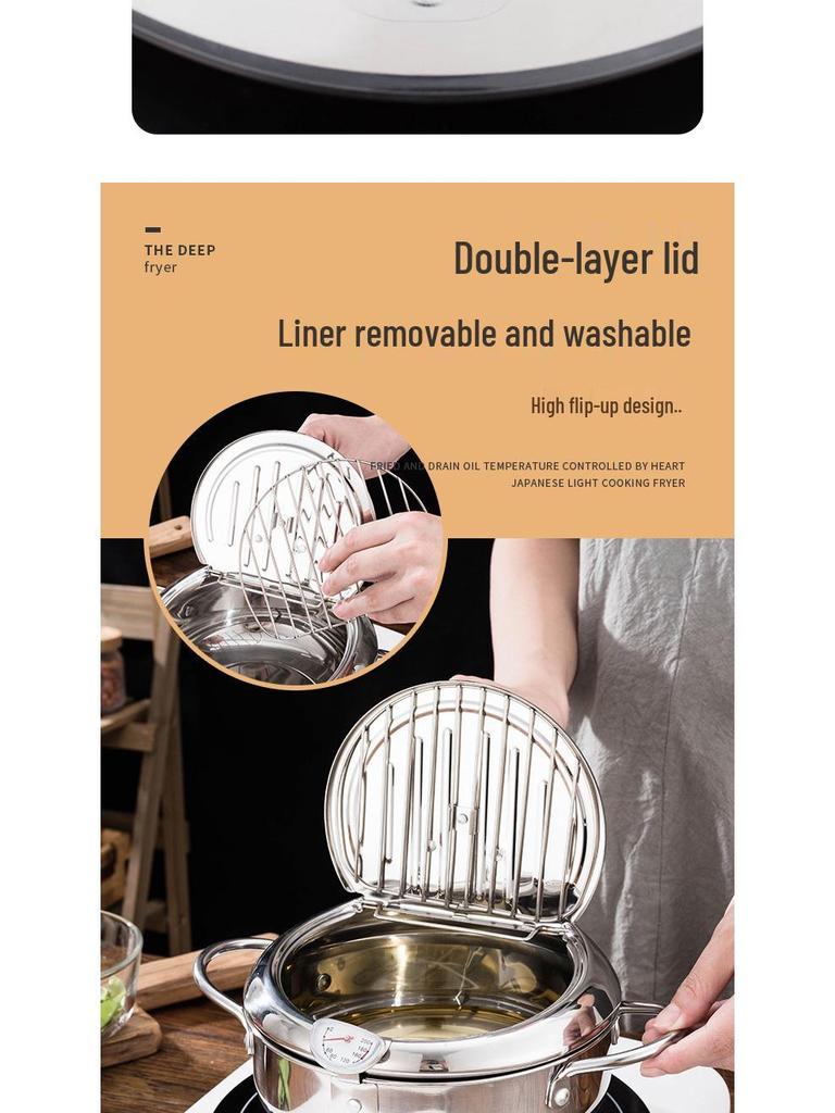 Japanese 304 Stainless Steel Non-Coated Tempura Frying Pan