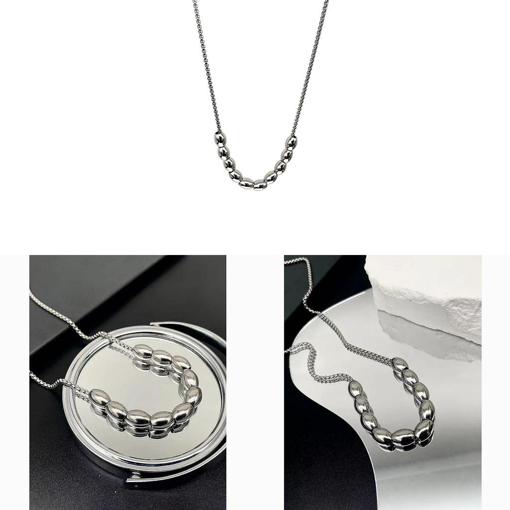 Geometric Stainless Steel Necklace For Men And Women Luxury Lockbone Jewelry With Elegant Oval Pendant