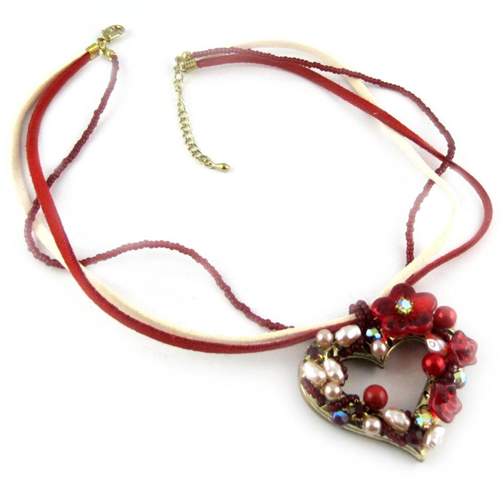 Les Trésors De Lily [D9104] - Collier Créateur 'Coeur Féérique' Ivoire Rouge