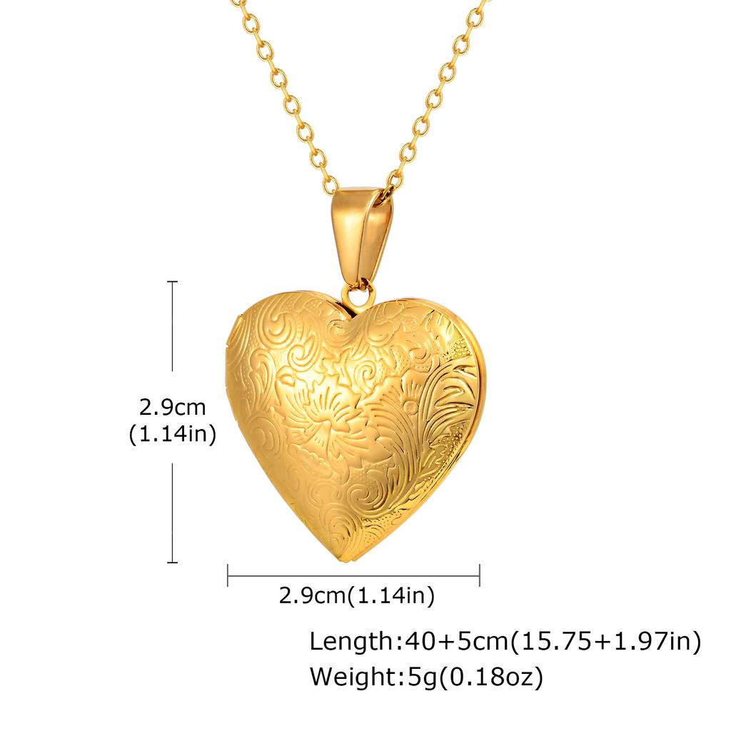 Photos Customize Stainless Steel Pendant Necklace for Women, Gold Plated Heart Photo Locket Openable Necklace Jewelry Gift