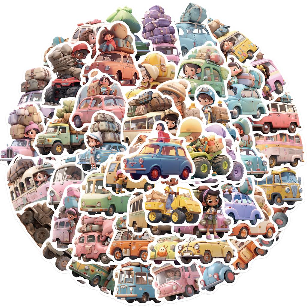 50 Cartoon Travel Car Stickers Personalized Decorative Guitar Notebook Suitcase DIY Waterproof Stickers