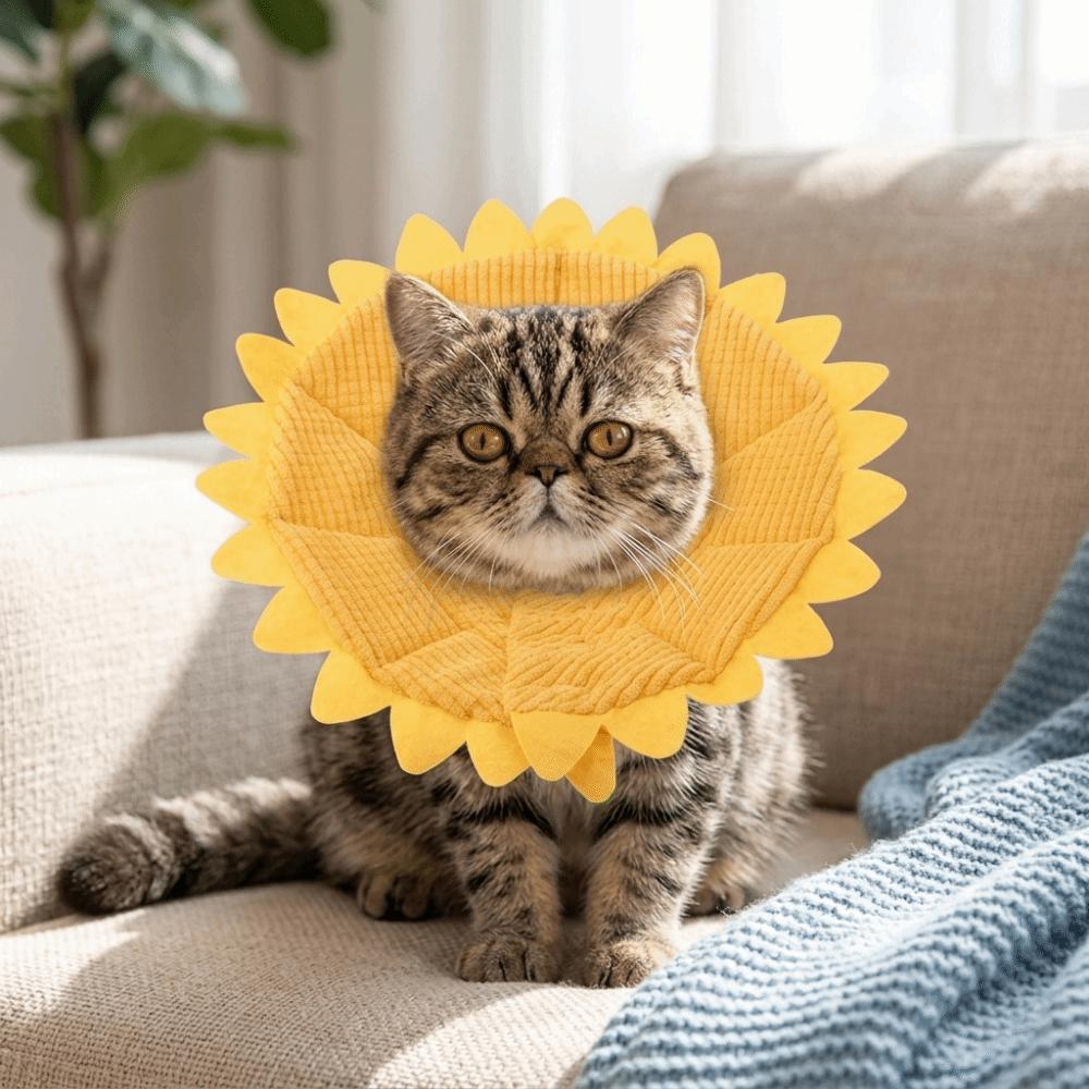 

Sunflower Shaped Sunflower Collar Adjustable Fit Dog Cone Collar Skin Recovery Care S