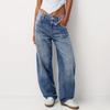 Jeans da Donna alla Moda con Tasche Colorate Casual Versatili a Gamba Dritta