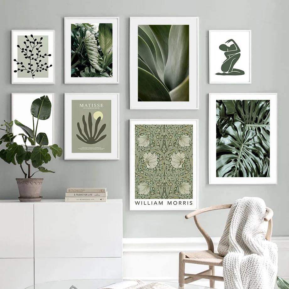 Monstera Plant Leaf Matisse Woman William Posters And Prints Canvas Painting Nordic Wall Art Pictures For Living Room Decor