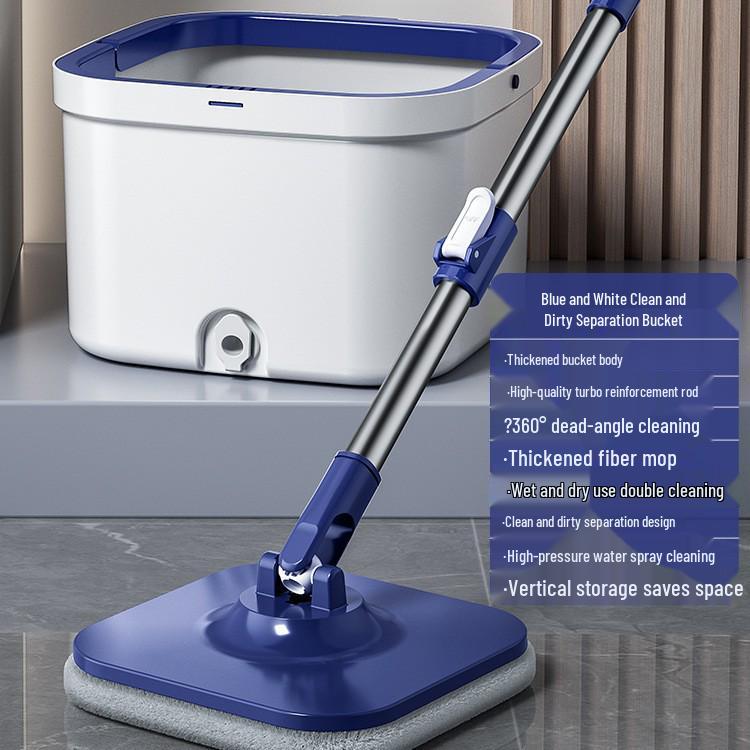 

Швабра с ведром для разделения грязной и чистой воды и функцией отжима без рук: Ленивая вращающаяся плоская швабра для уборки дома. 5 Replacement Cloths Only (Excluding Mop)