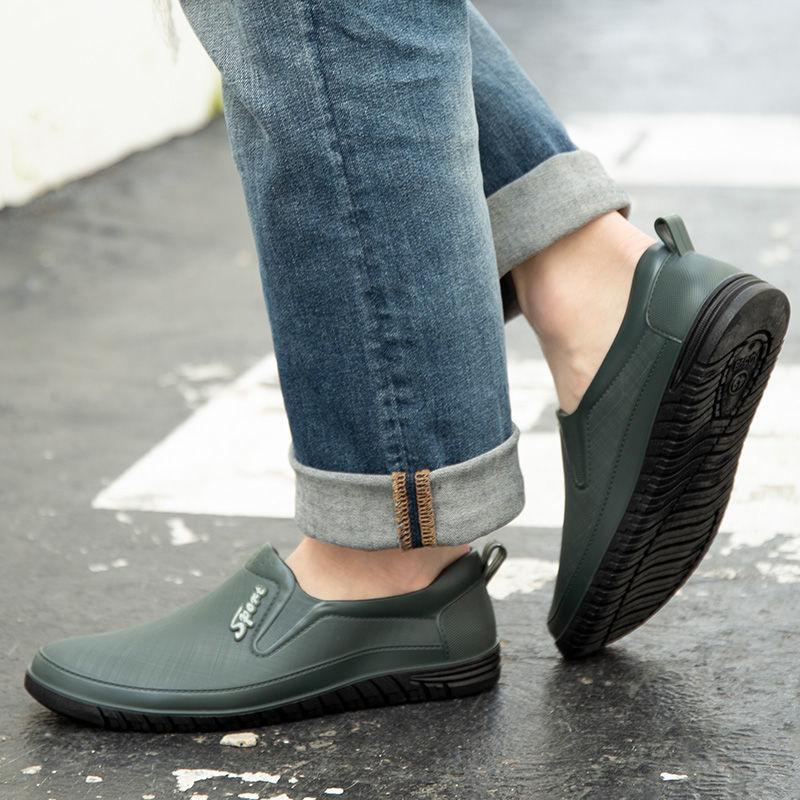 

Водная обувь низкие дождевые туфли модные короткие резиновые сапоги с низким голенищем фиксированная хлопковая подкладка водонепроницаемая резиновая обувь прочная рабочая нескользящая 45