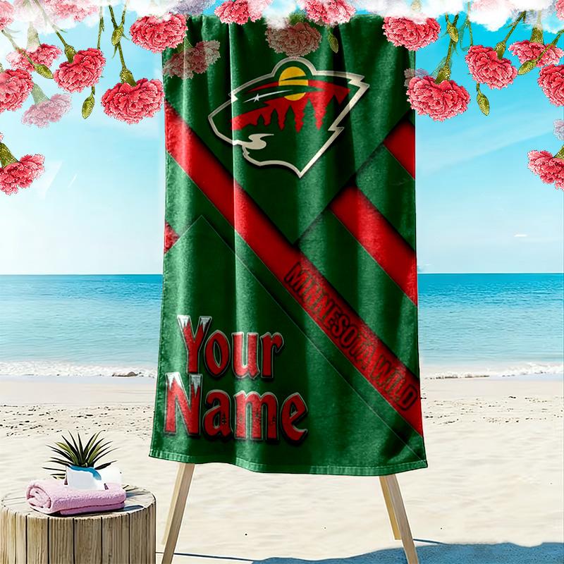Name Custom Minnesota wild Print Beach Towel, Large Soft Quick Dry Towel for Beach Camping Swimming