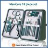 7-18 Pcs Manicure Set Nail Clippers Kit Professional Stainless Steel Nail Care Tools with Leather Travel Case For Man and Women