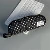 Cute Polka Dot Quilted Pencil Case Large Capacity Portable Strap For School Office Students Use