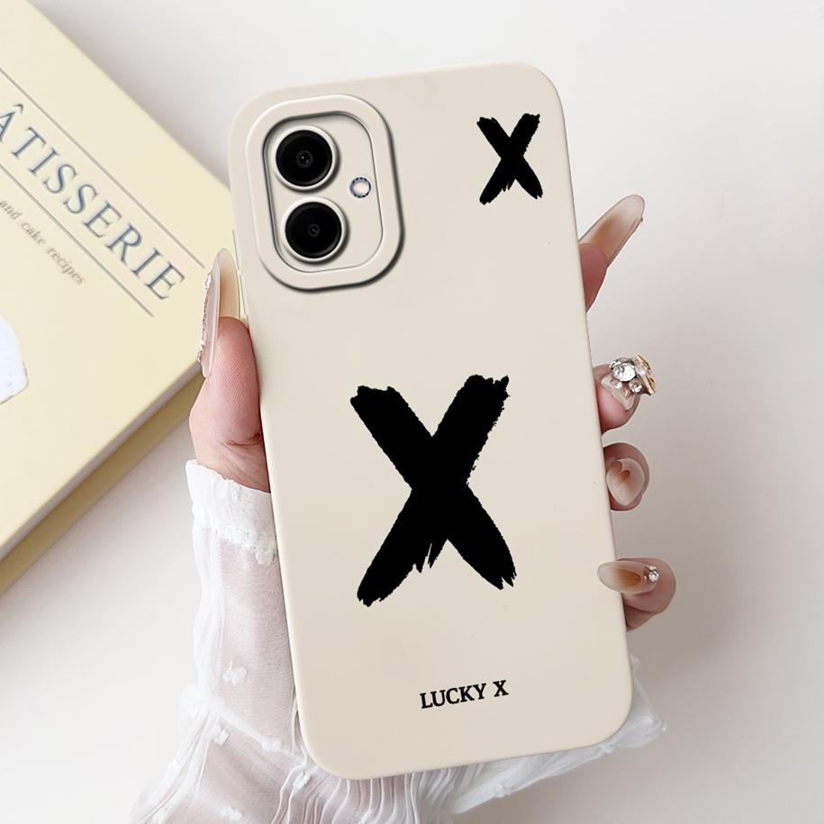 

For Samsung Galaxy A06 4G Case SM-A065F SM-A065M Full Cover Simple White Black Letters Silicone Bumper For GalaxyA06 A 06 Covers Samsung A06 4G