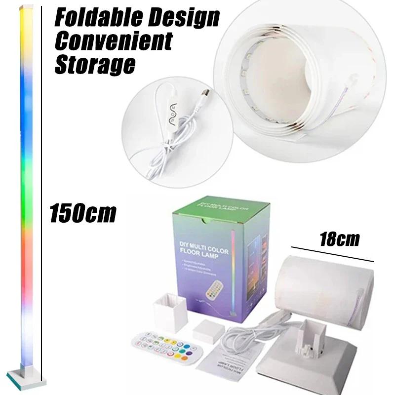 1/2 Pcs Corner Floor Lights 16Million DIY Color Changing Smart Modern Light App Remote with Music Sync Timer for Gaming Room