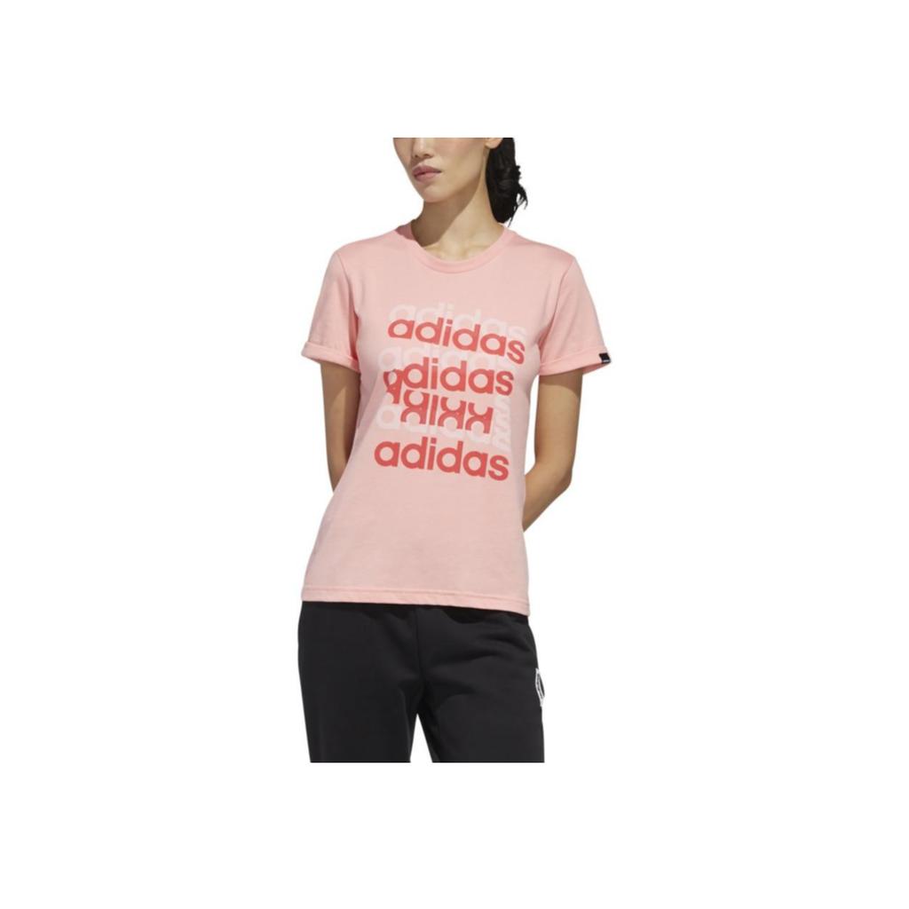 adidas W Big Gfx T M Sveter S Potlačou Písmen Ležérne Tričko s Okrúhlym Výstrihom a Krátkym Rukávom Dámske Tričká Ružové FM6155