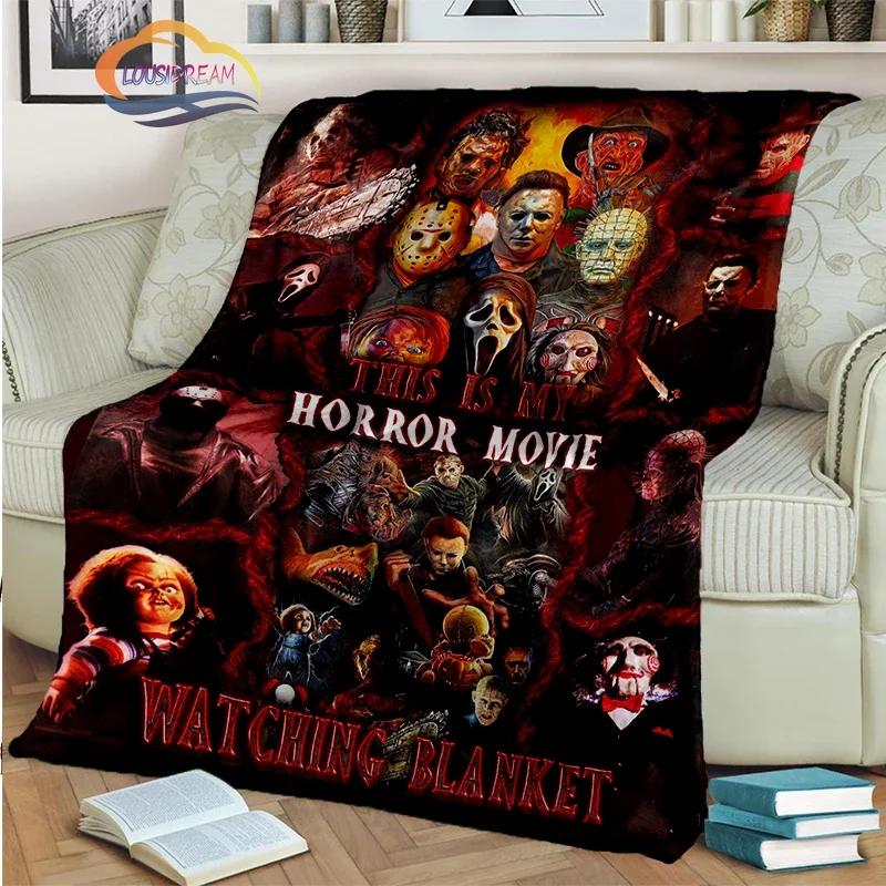 

Horror Movie Chucky Throw Blanket and Tiffany Flannel for Couch Bed Sofa Halloween Lightweight Fan Gifts throw blanket 75cmx90cm