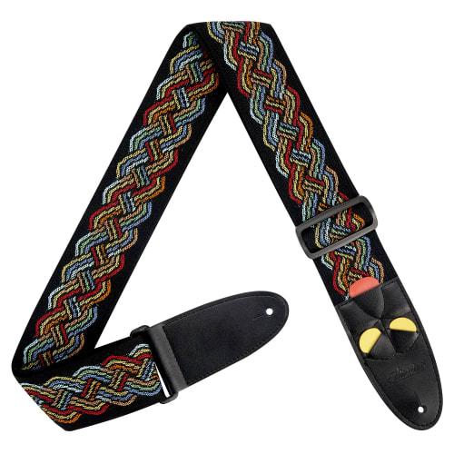Amumu Vintage 2.3" Wide Celtic Knot Woven Guitar Strap for Acoustic, Electric, and Bass Guitars, Adjustable Length from 35" To 61