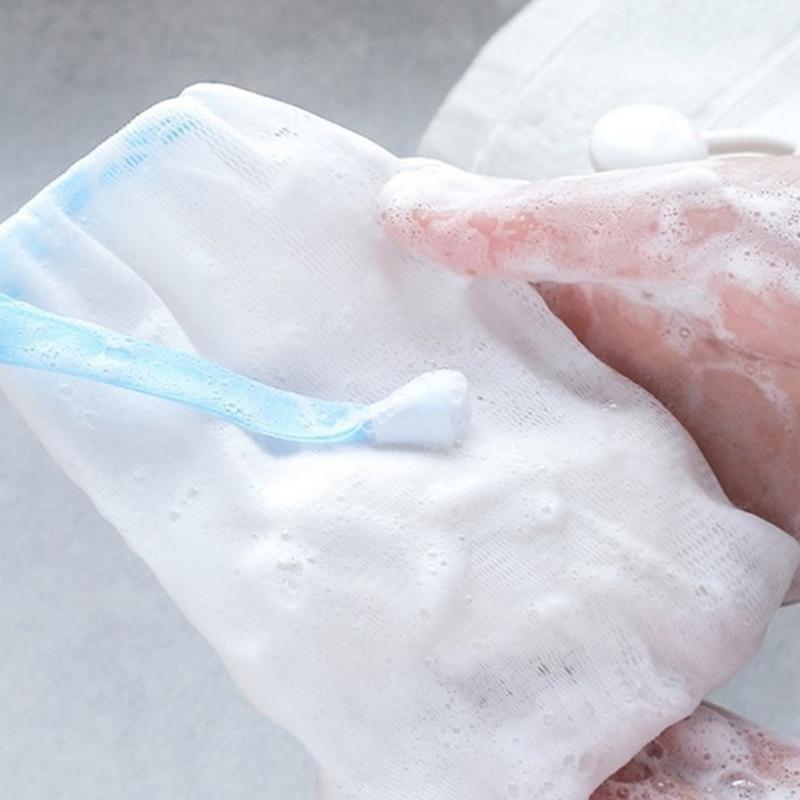 Gentle Face Cleaning Net For Soap Rod Creates Rich Lathers Quickly Soft Meshes With Hanging Rope For Bathroom Storage