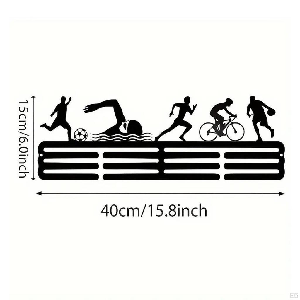 Hanger Awards Ribbon Display Metal for Sports Race Runner Gymnastics Plaques Black Medal Stand Shelf