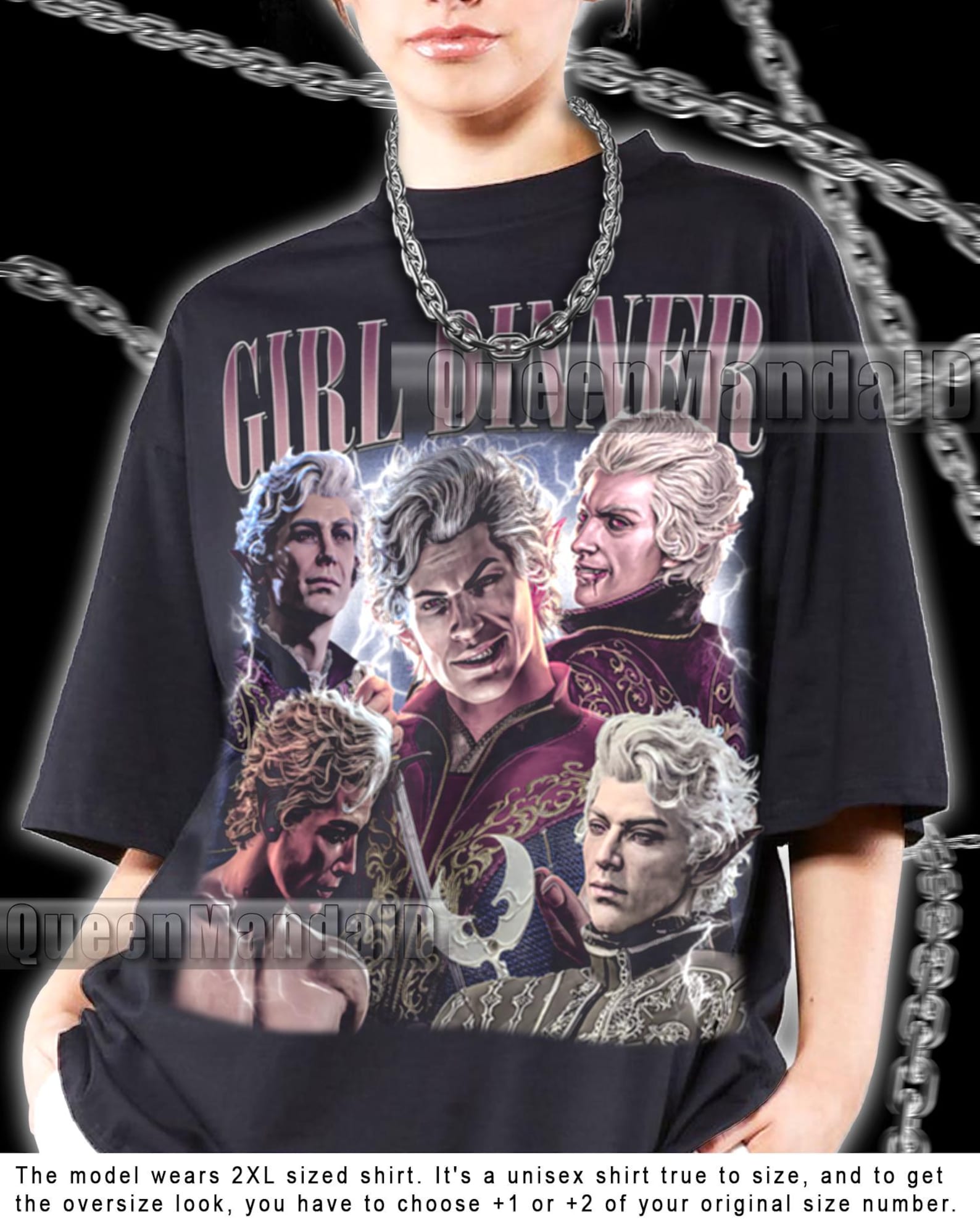 Astarion Baldur s Gate 3 Retro Fan Tee, 90s Movie Style SweaT-Shirt PK131 S