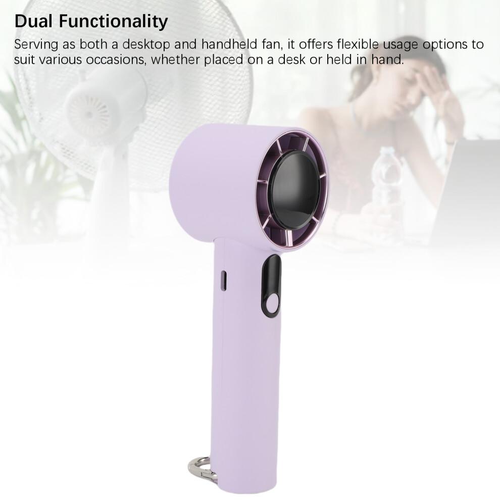 Portable Handheld Fan 5 Speeds, 3000mAh USB Rechargeable, Purple