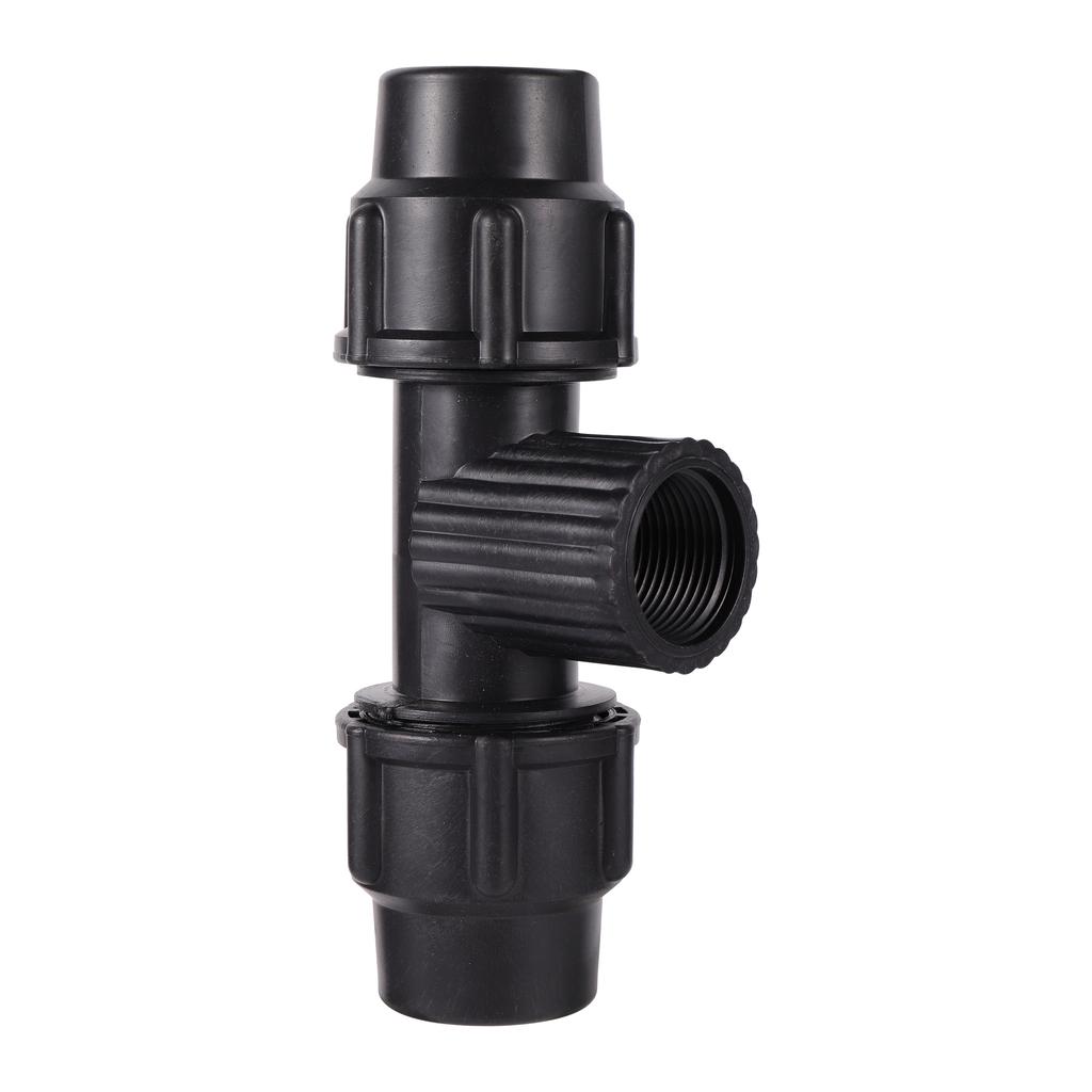 PE Pipe Reducing Locked Tee 1/2 3/4 1 Thread to 20 25 32mm PE Tube Quick Coupling for Agriculture Orchard Irrigation