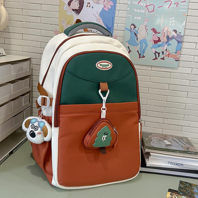 School Bag Korean Version Contrasting Colors, High Quality and Large Capacity, Junior High School Student School Bag, High Value Ridge Protection